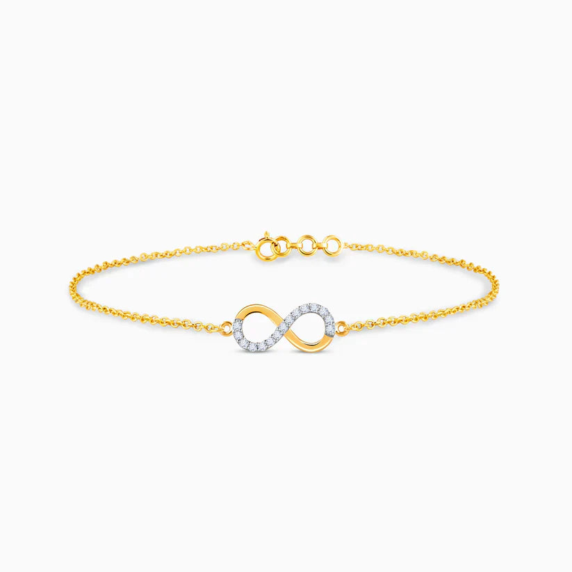 Pure Gold Infinity Bracelet with Dual Stones
